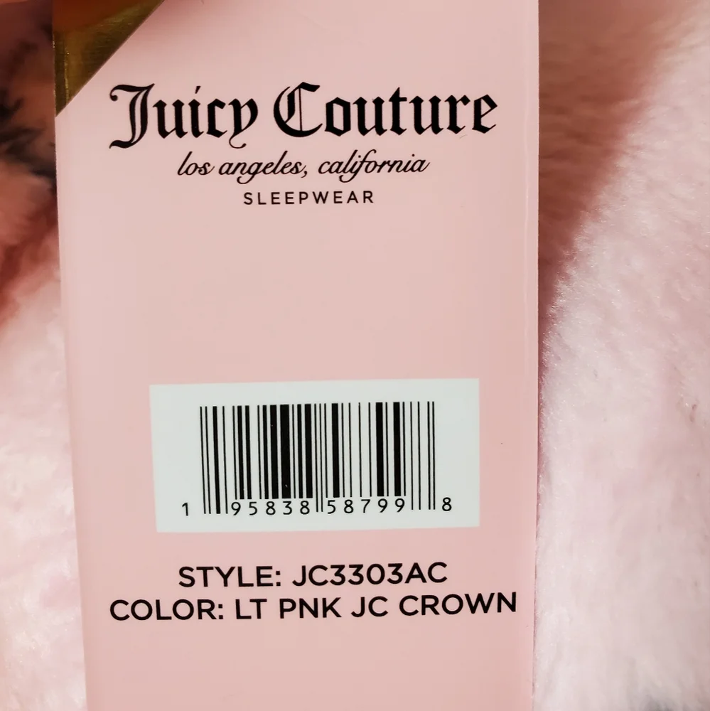 JUICY COUTURE light pink jc crown hooded plush robe - Picture 6 of 6